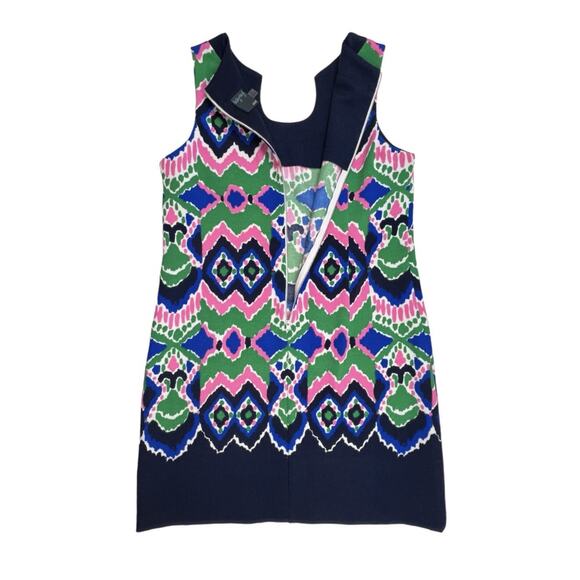 Gabby Skye Dress Womens 14 Pink Green Blue Ikat Print Shift Sleeveless - Picture 6 of 11